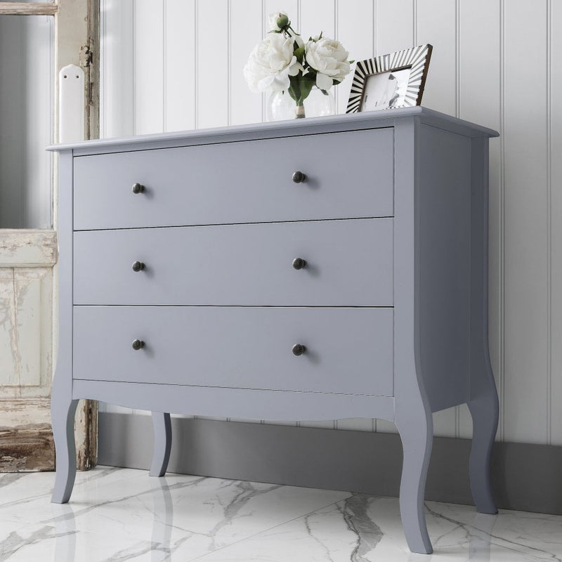 Camille Chest of Drawers 3 Drawer in Silk Grey