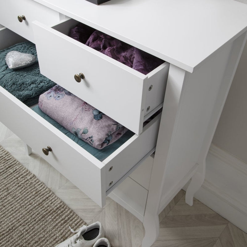 Camille Chest of Drawers 3+2 Drawer in Classic White
