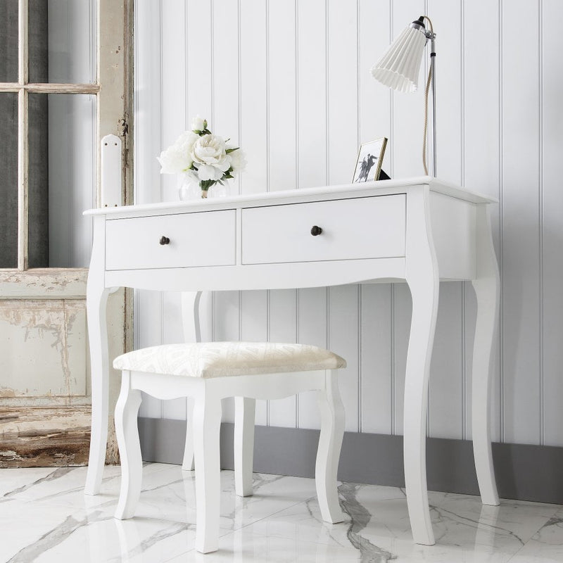 Camille Dressing Table and Stool in Classic White