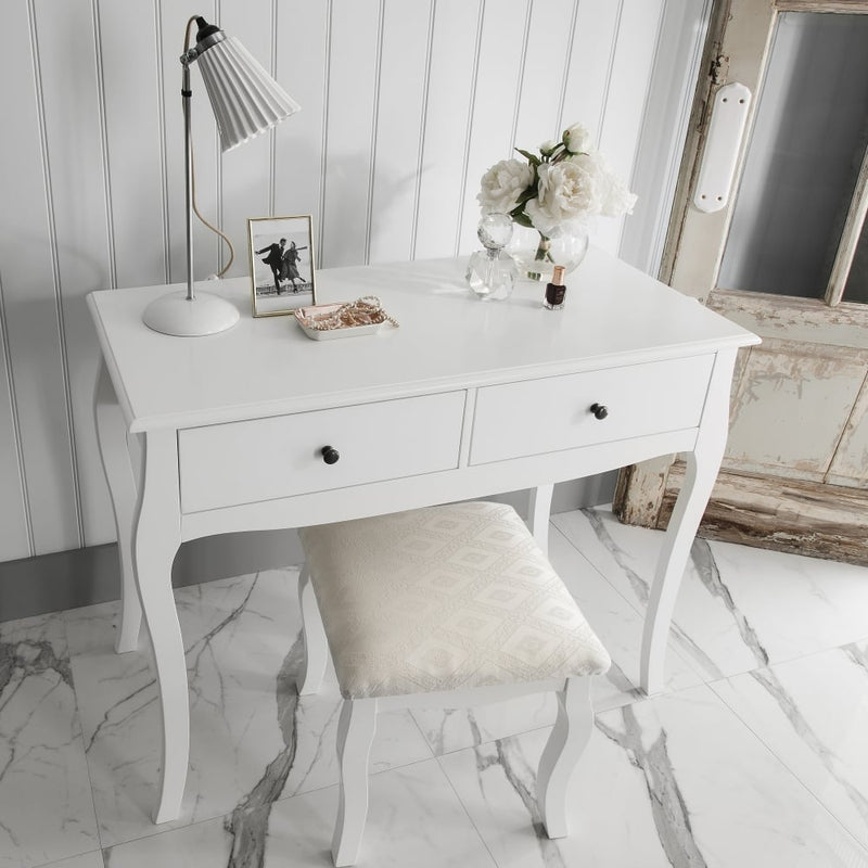 Camille Dressing Table and Stool in Classic White