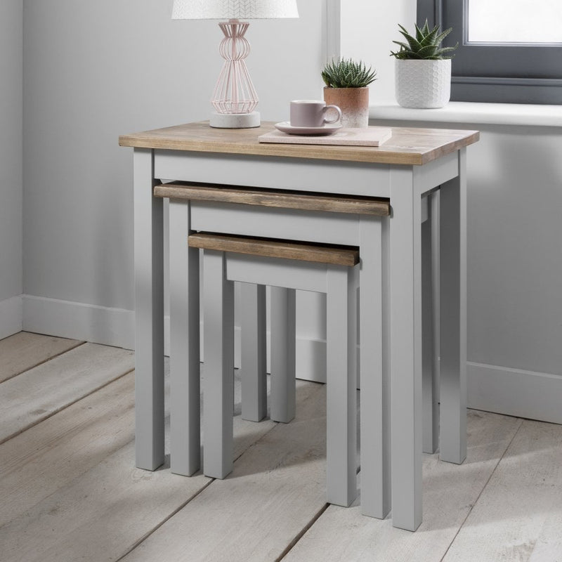 Canterbury Nest of Tables in Dark Pine and Grey