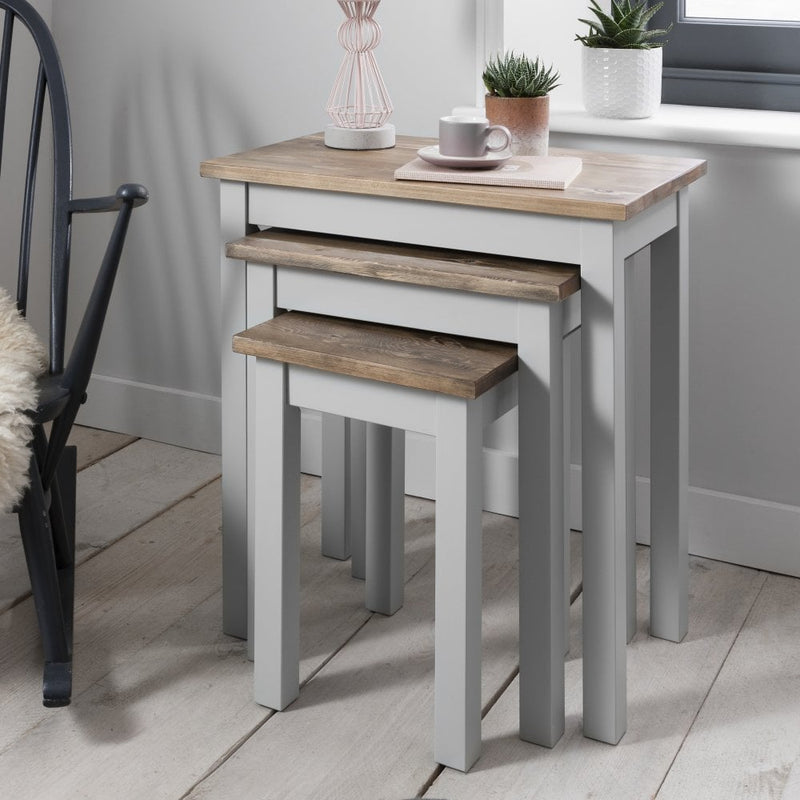 Canterbury Nest of Tables in Dark Pine and Grey
