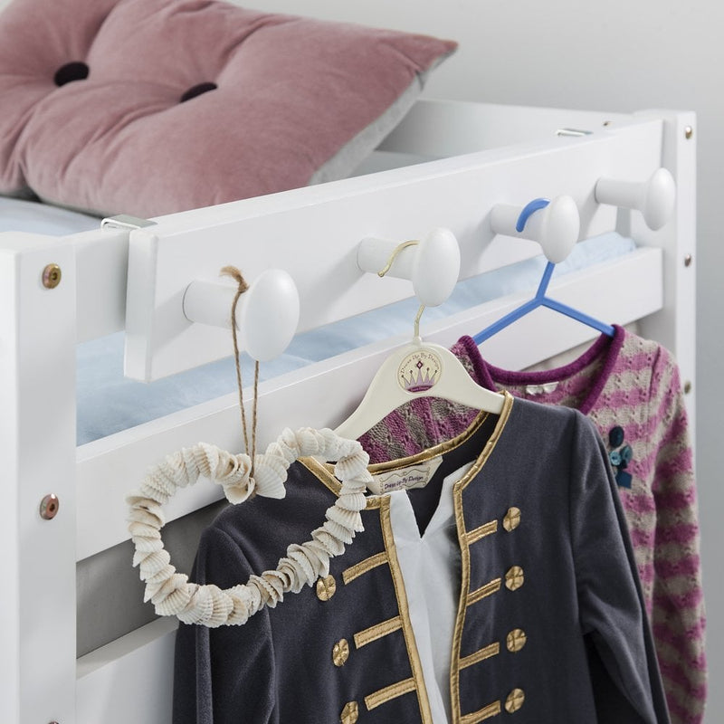 Coat hook Peg Rail for Bunk Beds and Cabin beds Kids bed in Classic White
