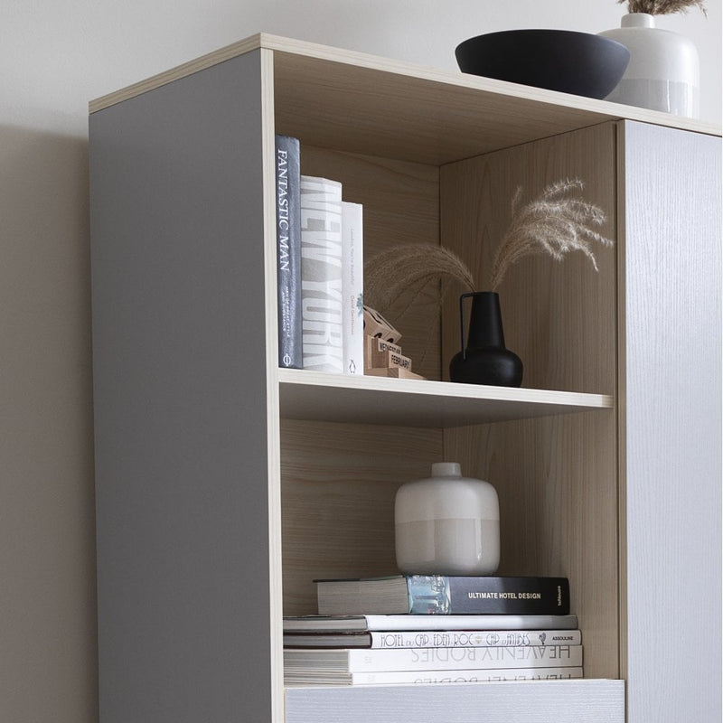 Järstorp Display Cabinet in Grey & Oak Finish