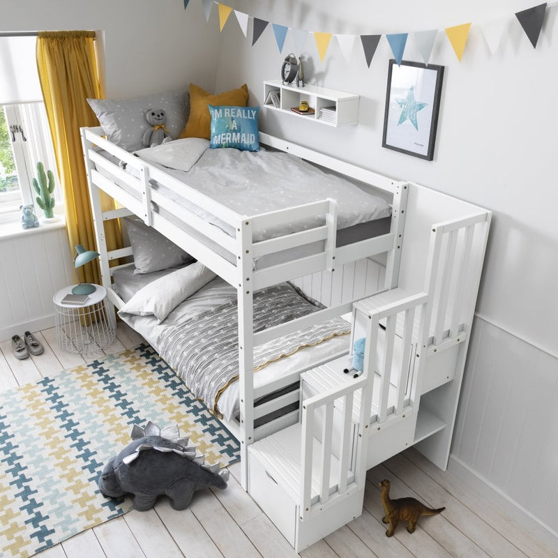 Maya Bunk Bed with Built in Storage in Classic White