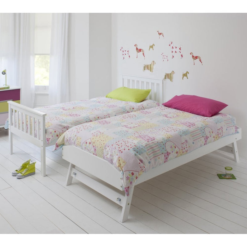 Millie Day Bed with Trundle Extra Sleepover Bed 2 in 1 in Classic White
