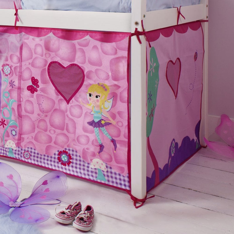 Moro Cabin Bed Midsleeper with Fairies Tent in Classic White