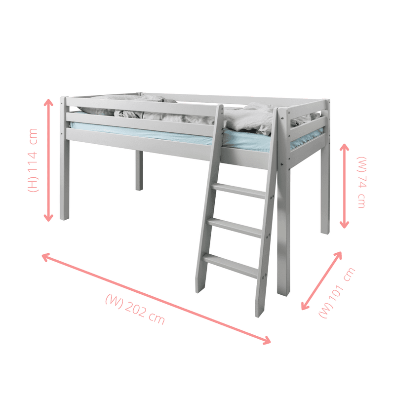 Moro Cabin Bed Midsleeper with Pirate Hideaway Package in Classic White