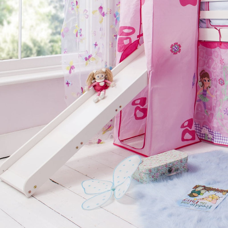 Moro Cabin Bed Midsleeper with Slide & Fairies Package in Classic White