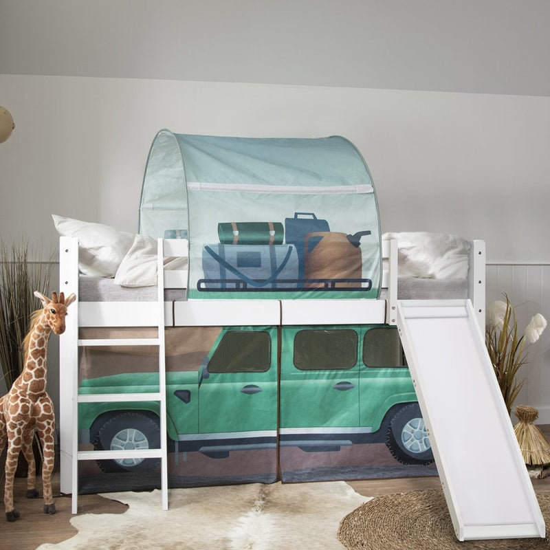 Moro Cabin Bed Midsleeper with Slide & Safari Overland Off Road Package in Classic White