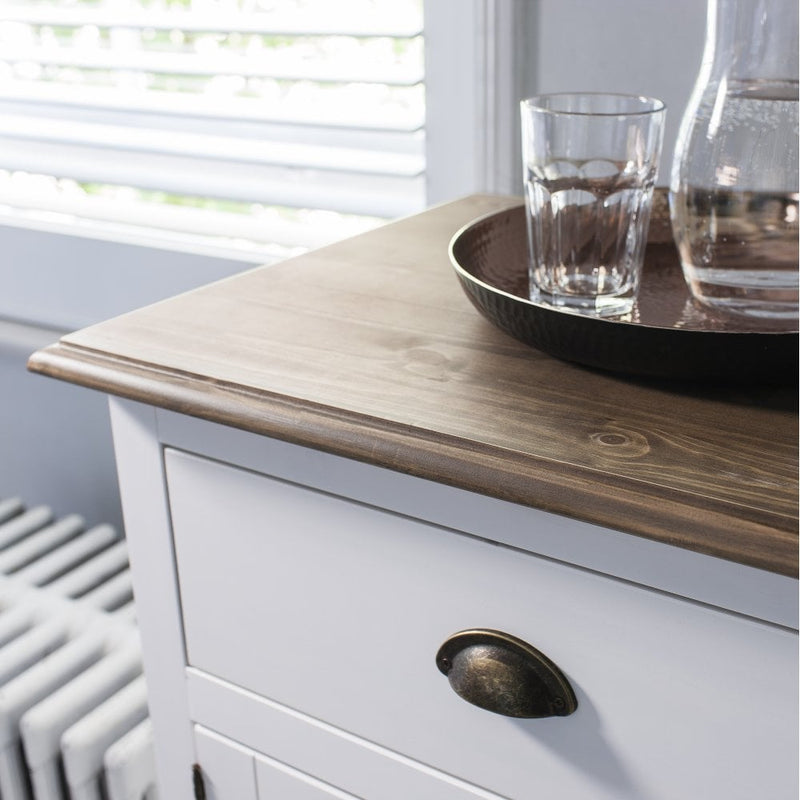 Canterbury Sideboard 3 Drawer and Dresser Top in White and Dark Pine