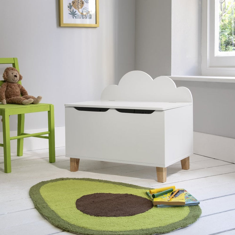 Sigrid Toy Storage Box Cloud Design in White and Natural Pine