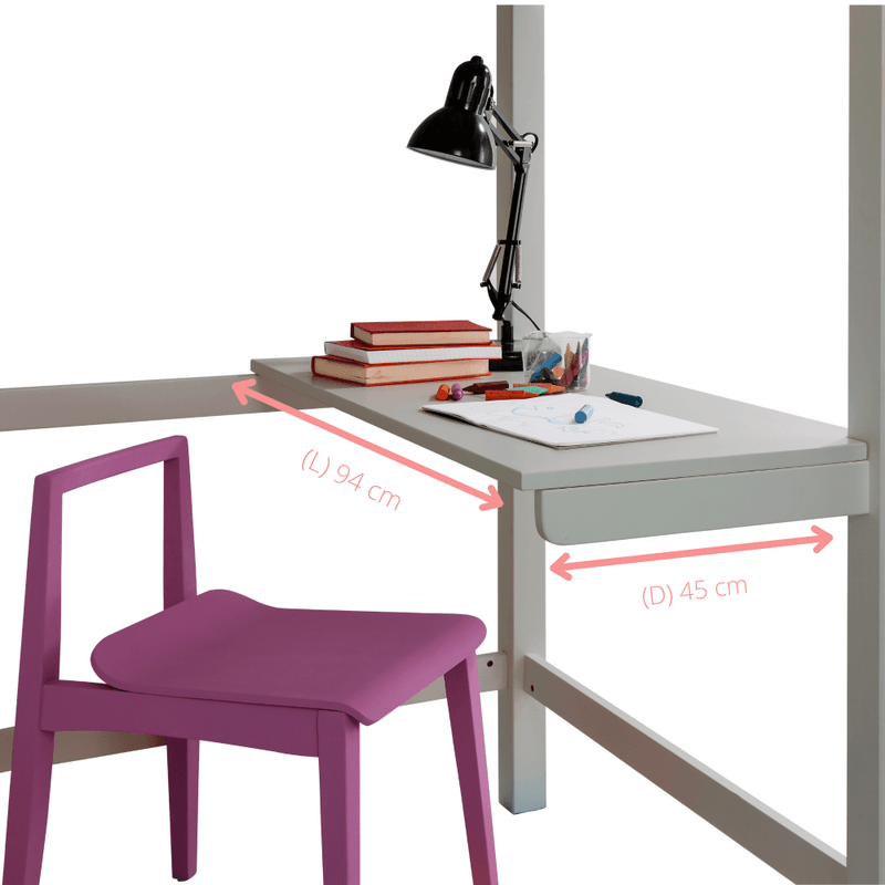 Skole Desk for High Sleeper Bed in Classic White