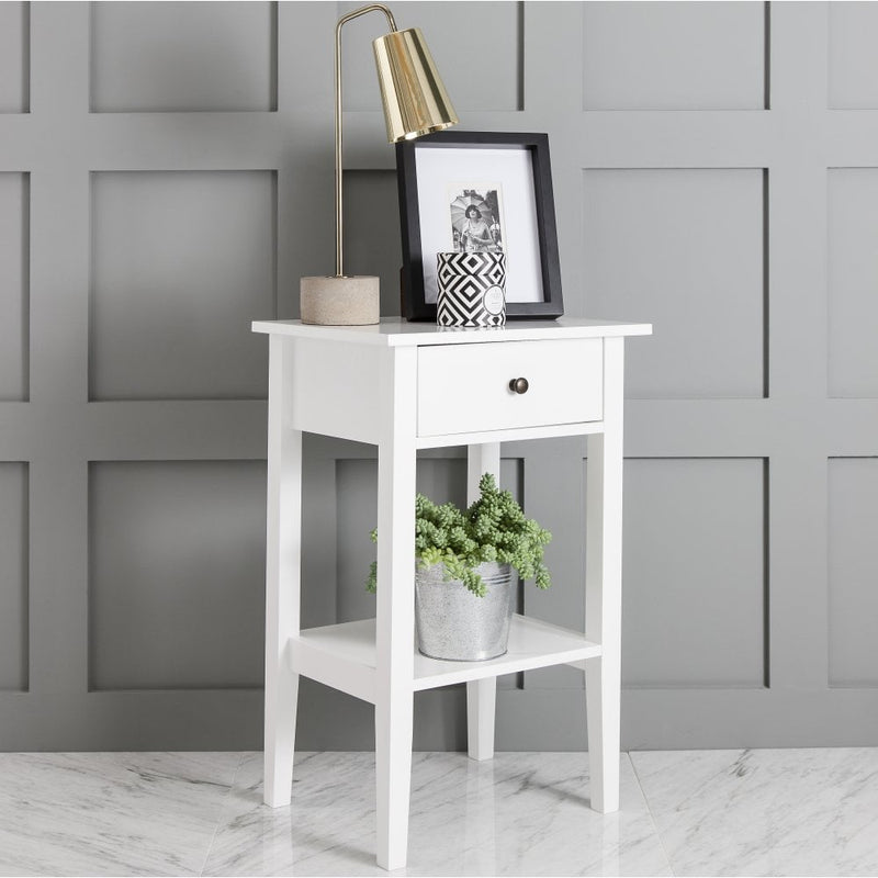 Trend Bedside Cabinet with Drawer in Classic White