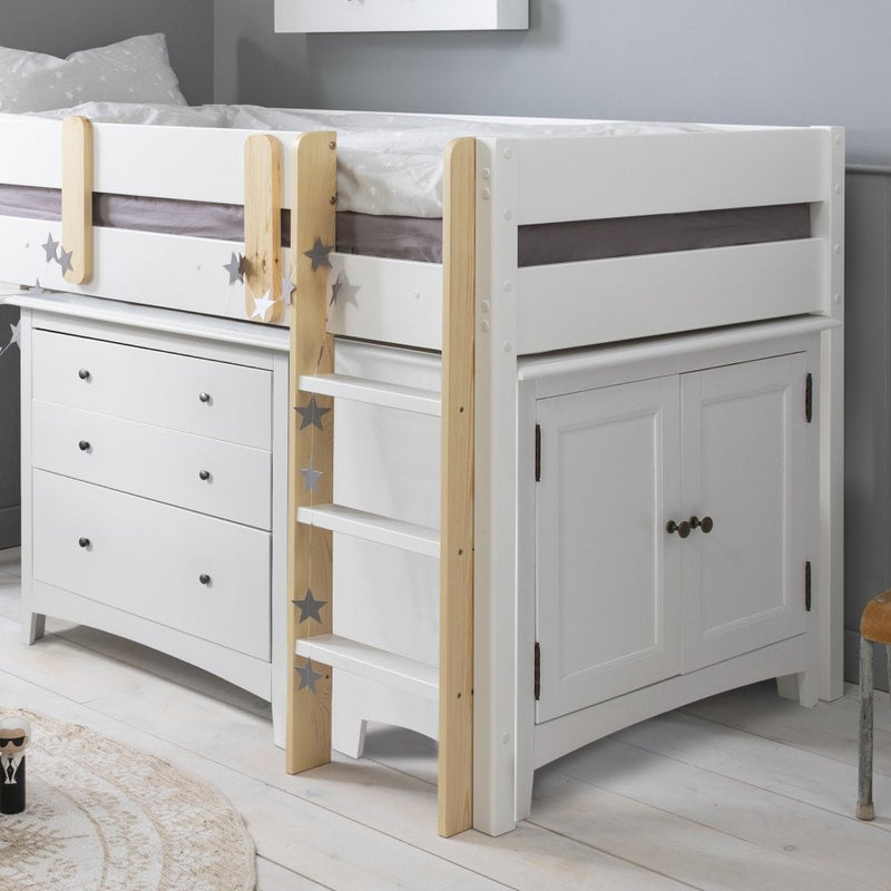 Una Sleepstation with Moro Chest of Drawers, Cabinet & Desk in Classic White