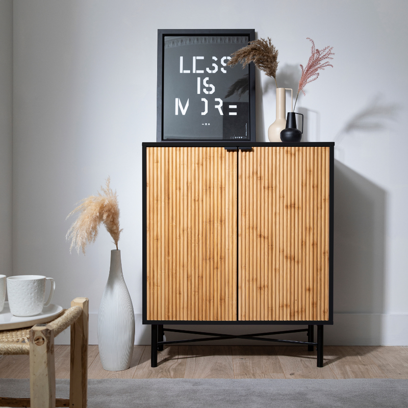 R kstorp Sideboard with Bamboo Style Doors in Black Noa Nani