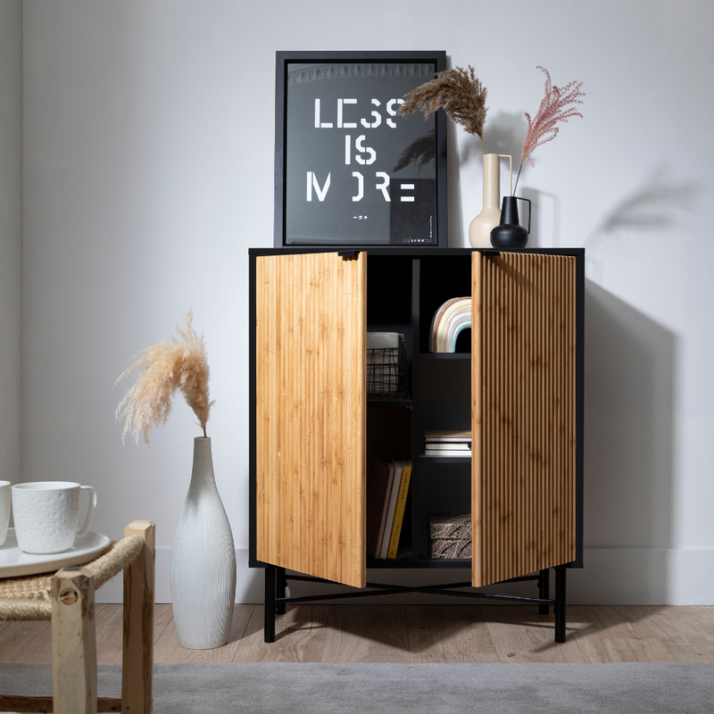 Rökstorp Sideboard with Bamboo Style Doors in Black