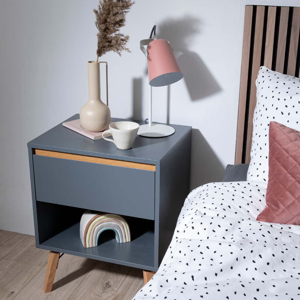 Otto Bedside Table with Drawer in Grey Noa & Nani