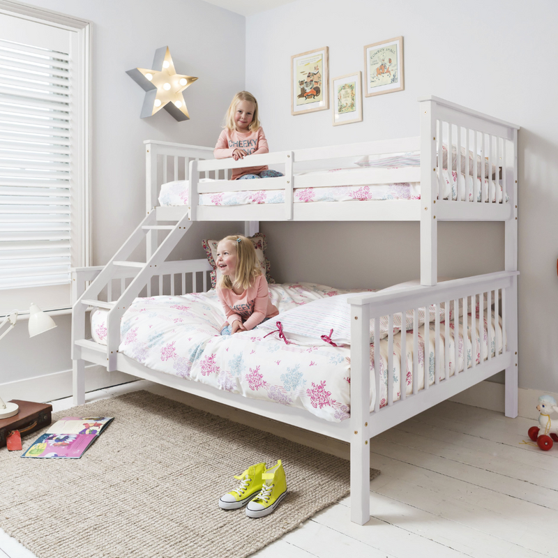 Hanna Triple Bunk Bed with Single and Double Bed in Classic White