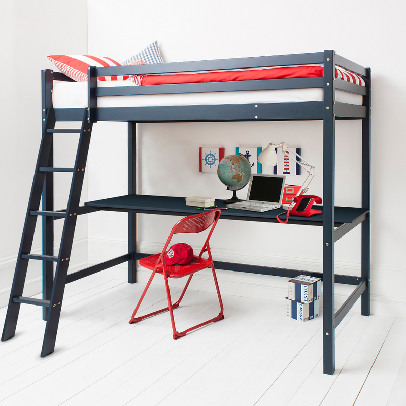 Thomas High Sleeper Cabin Bed with Louis Desk in Anthracite
