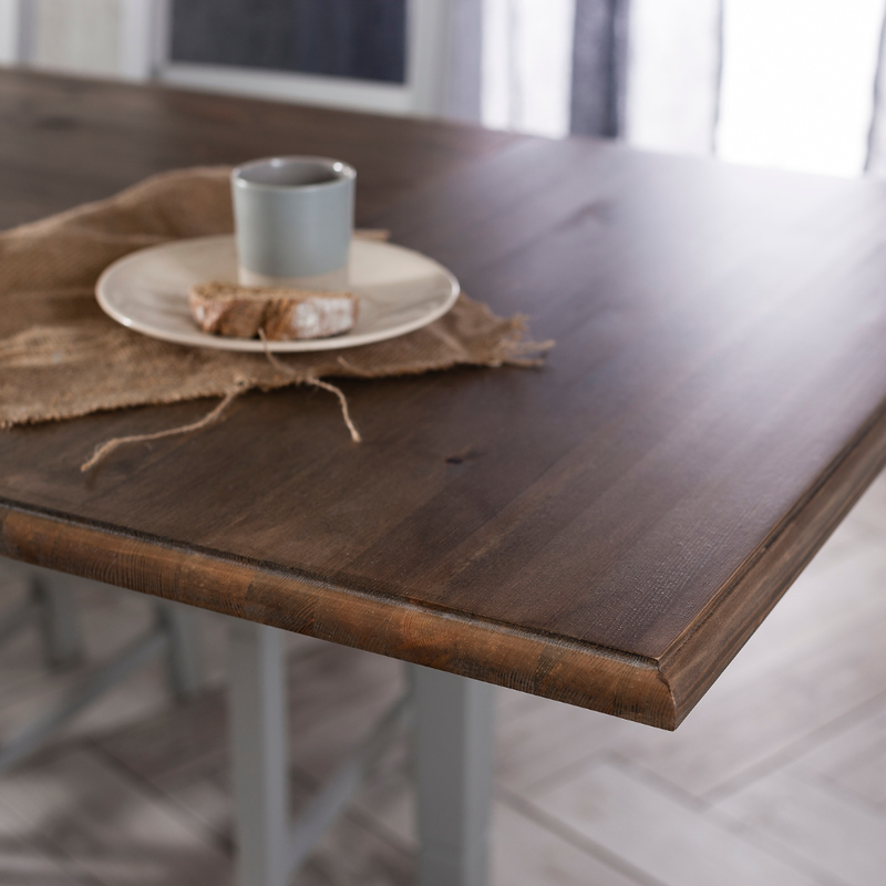 Canterbury 180cm Dining Table with 2 Extensions in Silk Grey and Dark Pine