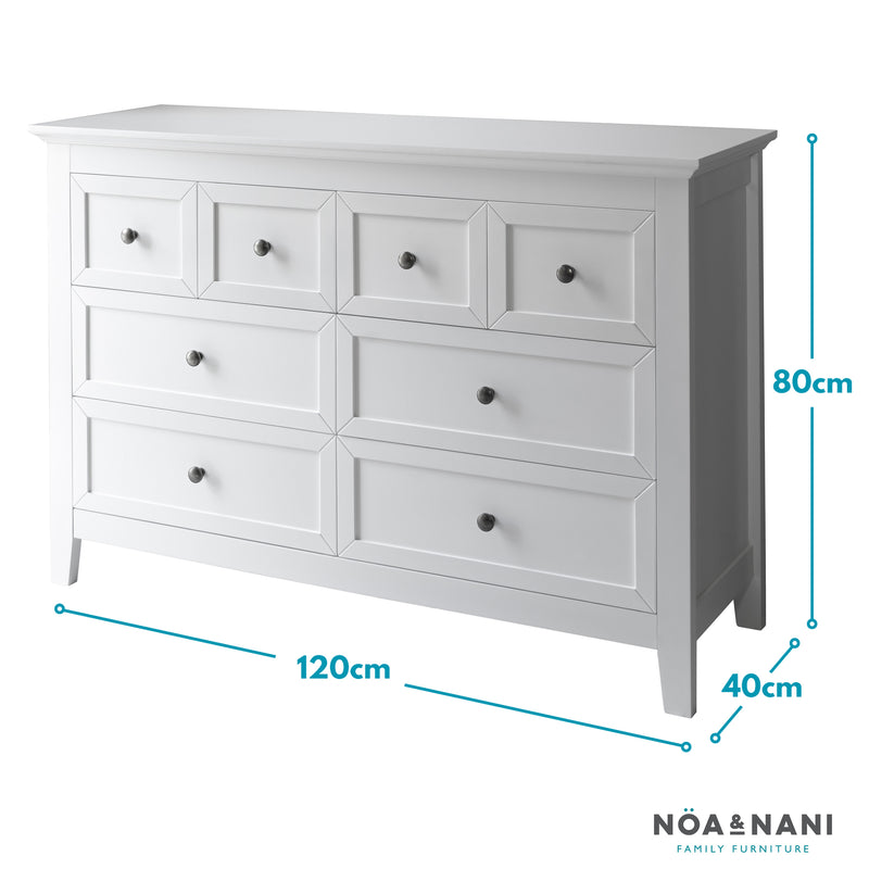Karlstad Chest of Drawers 8 Drawer in Classic White