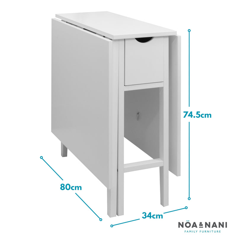 Gustav Folding Dining Table with Drawer in Classic White