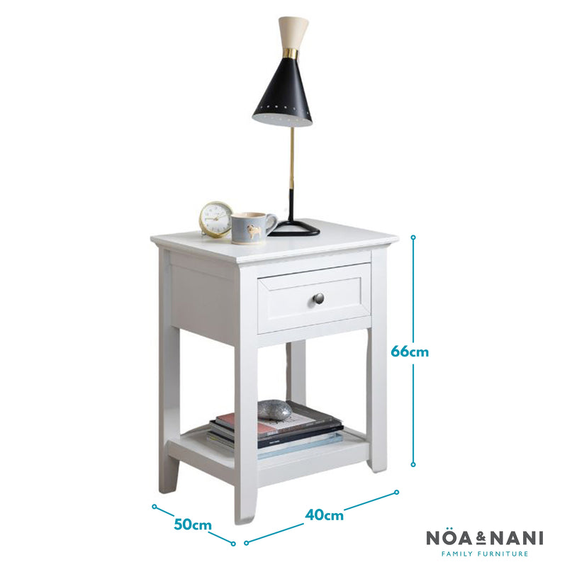 Karlstad Bedside Table with Drawer in Classic White