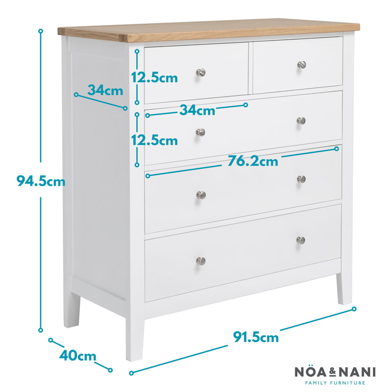 Leines 2+3 Chest of Drawers in White & Oak