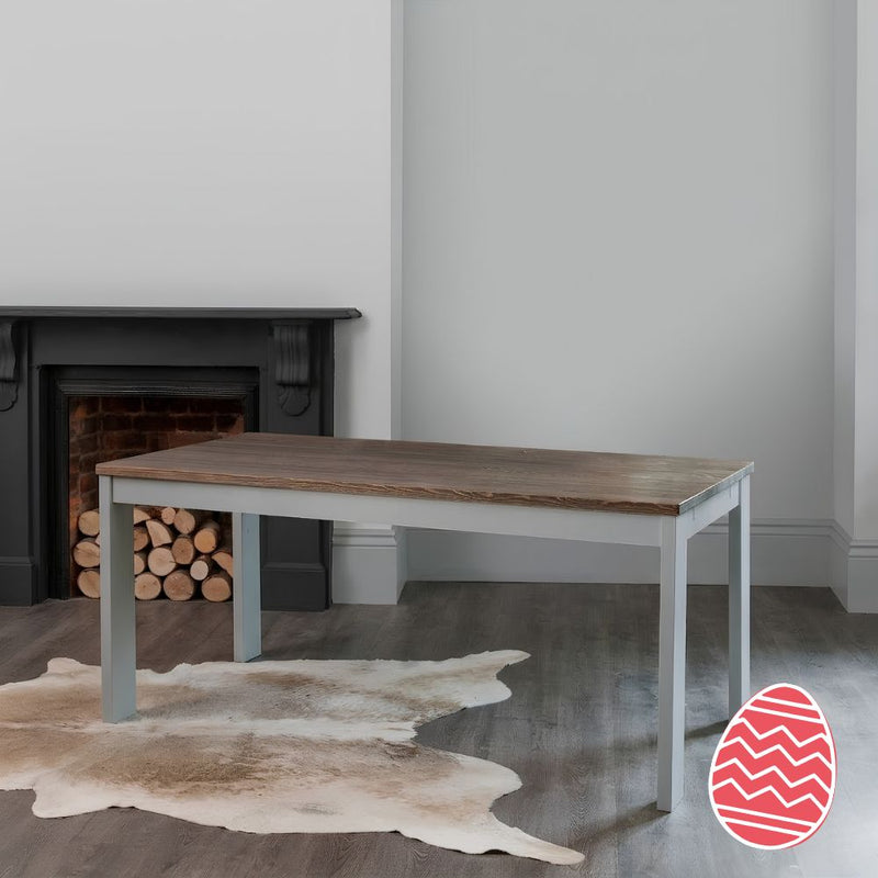 Hever Dining Table in Grey and Dark Pine