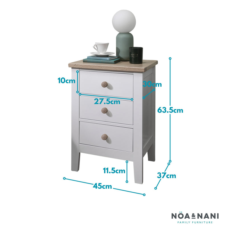 Jäkkvik 3 Drawer Bedside Chest in Classic White & Oak