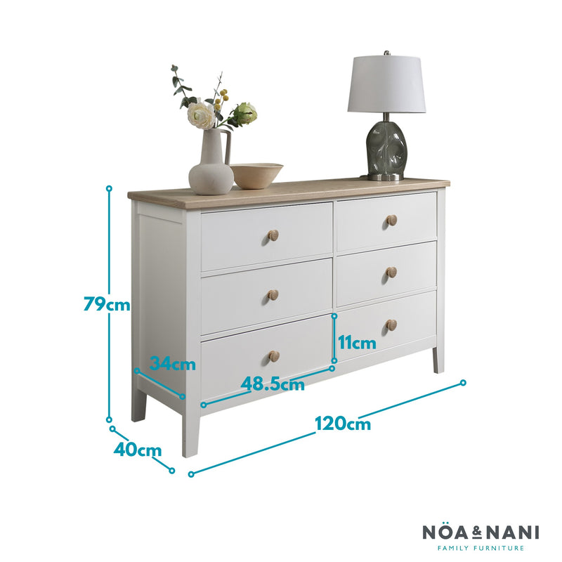 Jäkkvik 6 Drawer Chest of Drawers in White & Oak