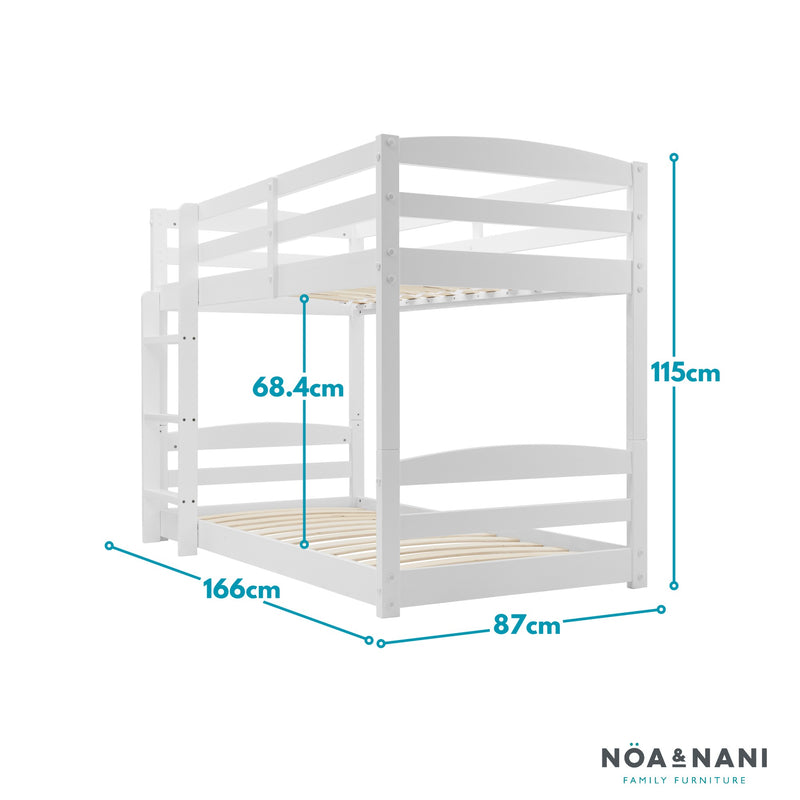 Mimi Shorty Bunk Bed Splits into Toddler and Day Bed in Classic White