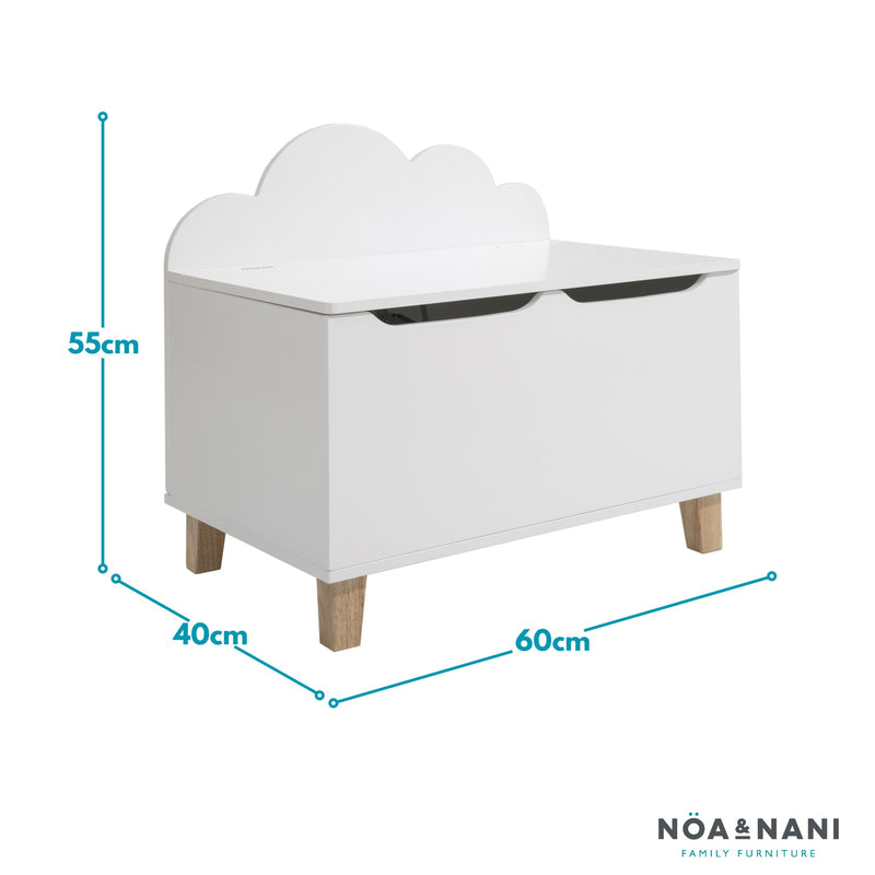 Sigrid Toy Storage Box Cloud Design in White and Natural Pine
