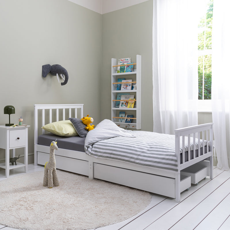 Otis Single Bed 3ft Frame with 2 Storage Drawers in White