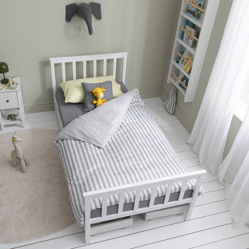 Otis Single Bed 3ft Frame with 4 Pull Out Storage Drawers in White