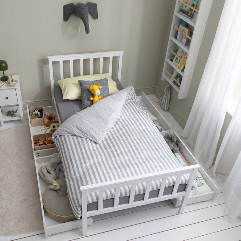 Otis Single Bed 3ft Frame with 2 Storage Drawers in White