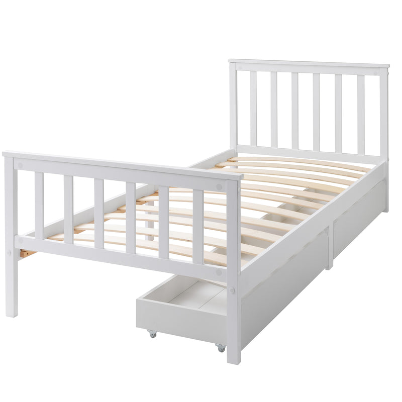 Joli Set of 2 Underbed Pull Out Storage Drawers Pair in Classic White