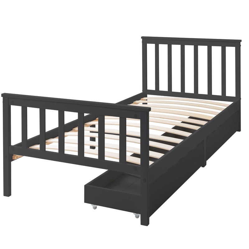 Otis Single Bed 3ft Frame with 4 Pull Out Storage Drawers in Anthracite