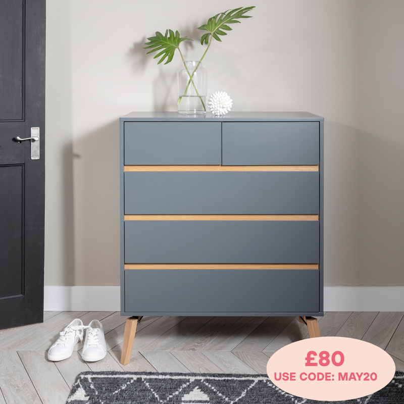 Otto Chest of Drawers 3+2 Drawer in Silk Grey
