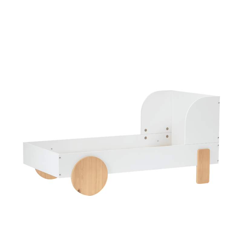Jonas Toddler Car Bed in White & Natural Pine