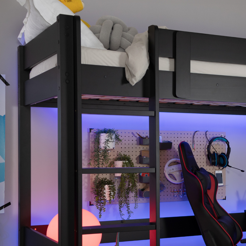 Storm Gaming Station High Sleeper Cabin Bed in Black