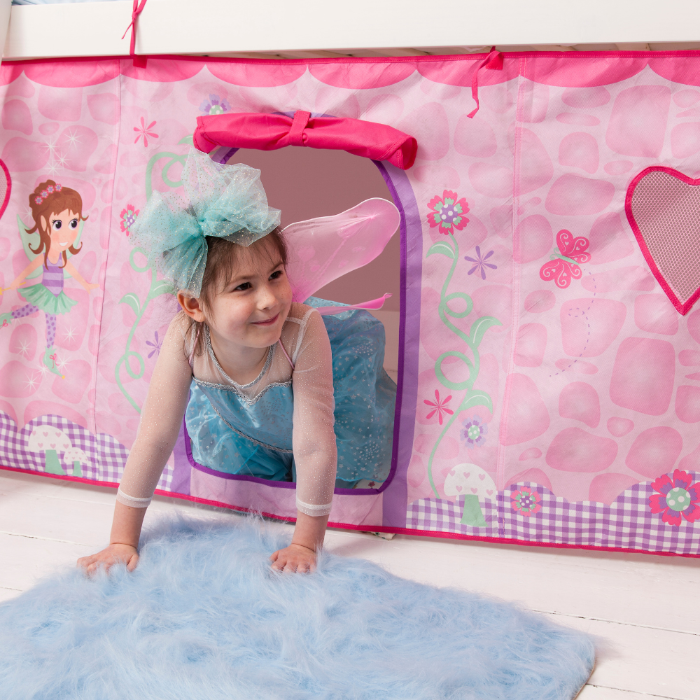 Tuva Cabin Bed with Bunk Underbed, Play Area, Slide & Fairies Package