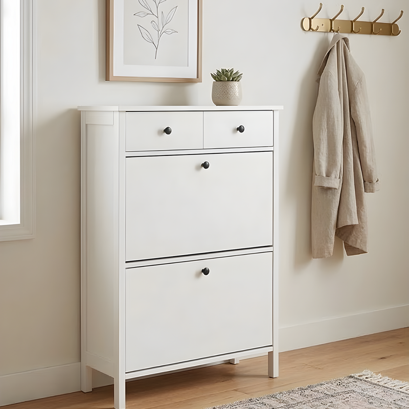 Kira Shoe Storage Cabinet in Classic White