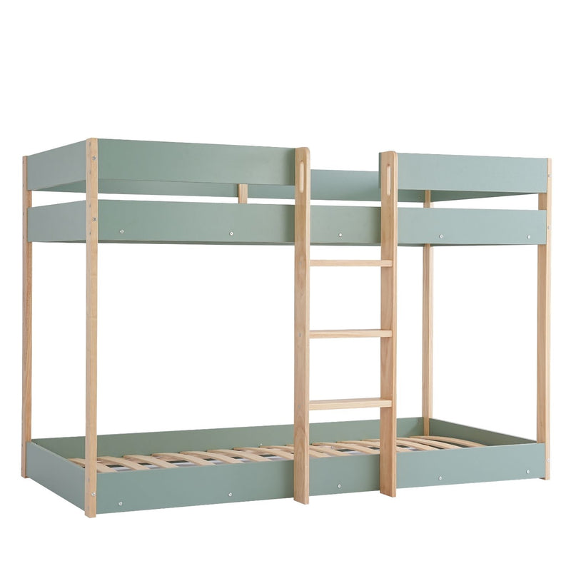 Svea Bunk Bed with Straight Ladder in Green & Pine
