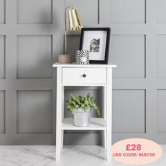 Trend Bedside Cabinet with Drawer in Classic White