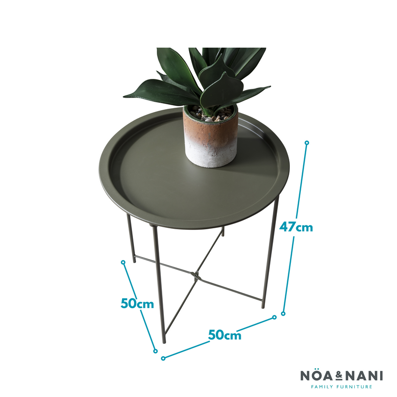 Metal Side Table in Olive Green