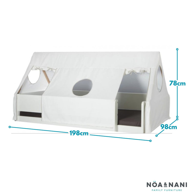 Peter Roof with Canvas Tent for Cabin Bed in Classic White