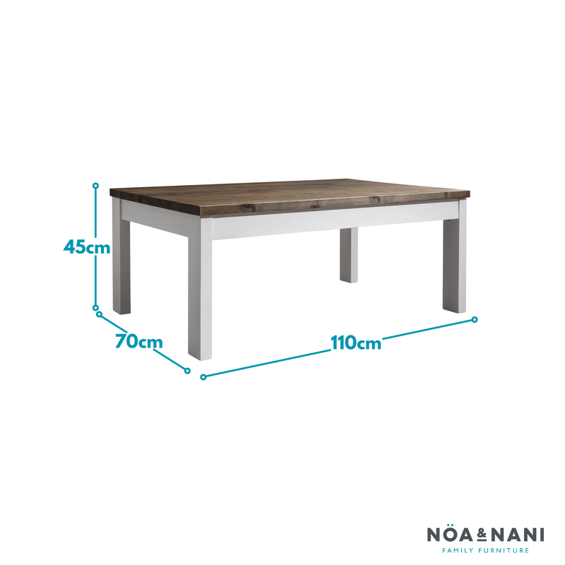 Canterbury Coffee Table Large in White and Dark Pine