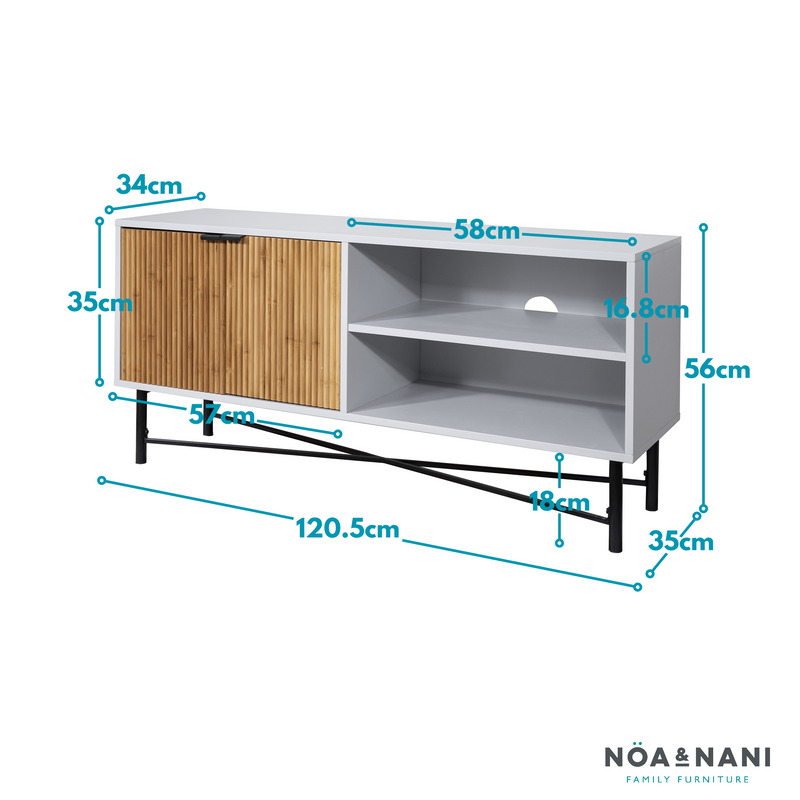 Rökstorp TV Unit in Grey & Pine